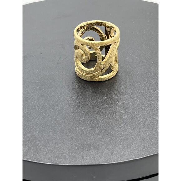 Andara Wide Band Brushed Textured Gold Tone Wide Cigar Band Ring Sz 6-6.5 - Picture 12 of 15